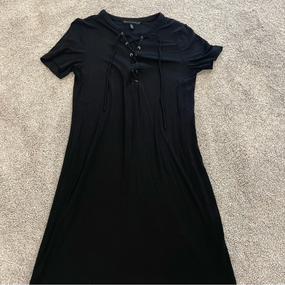 White House Black Market Black Lace-Up Top